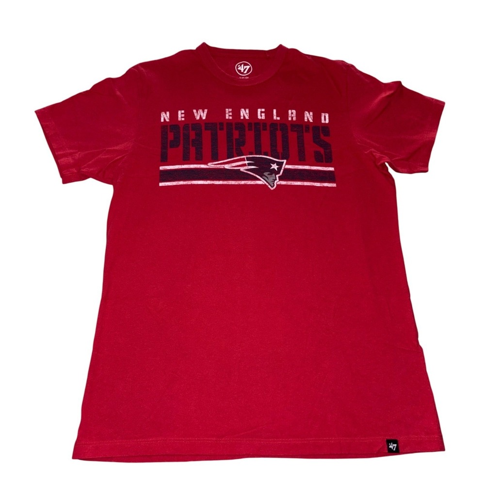 '47 Brand New England Patriots Red Short Sleeve T-Shirt NFL Mens Size Small